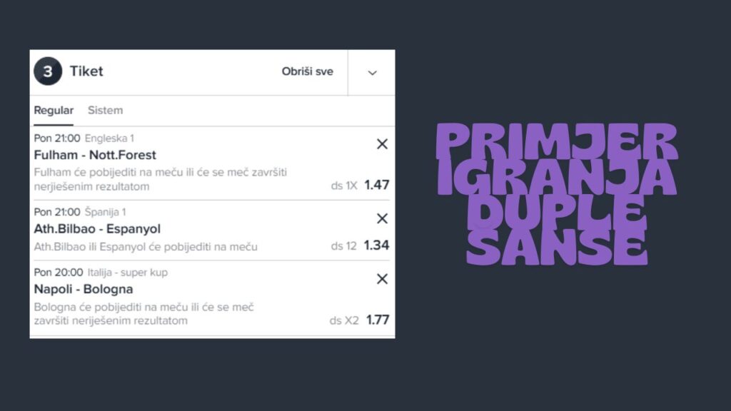 primjer igranja duple šanse